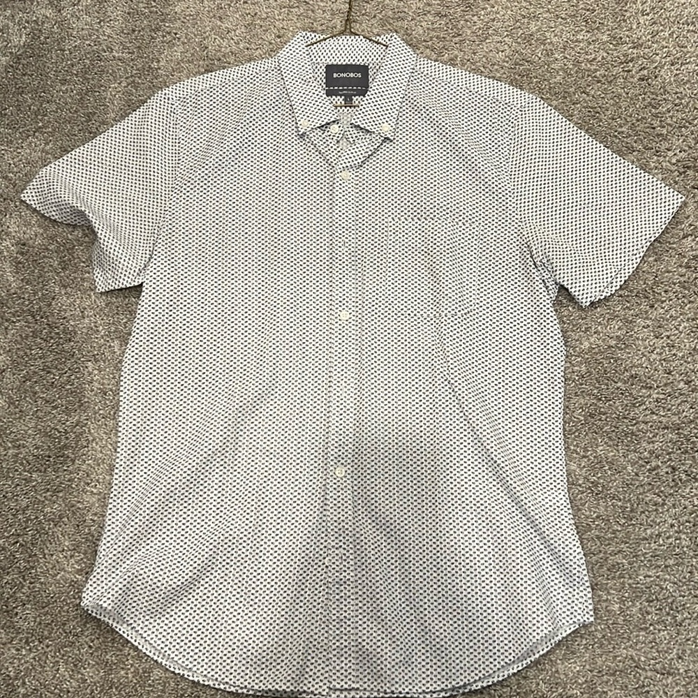 Men’s Bonobos Button Down White Black Shirt